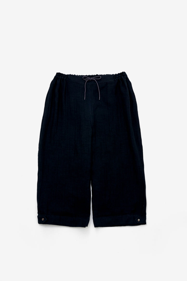ハーフパンツ<br>綿麻　濃紺