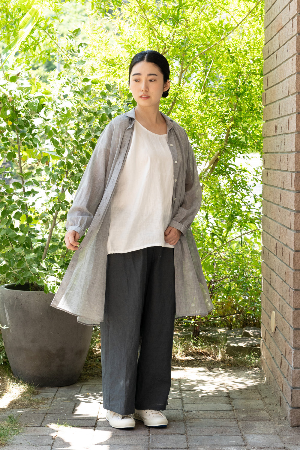 long blouse linen khaki 