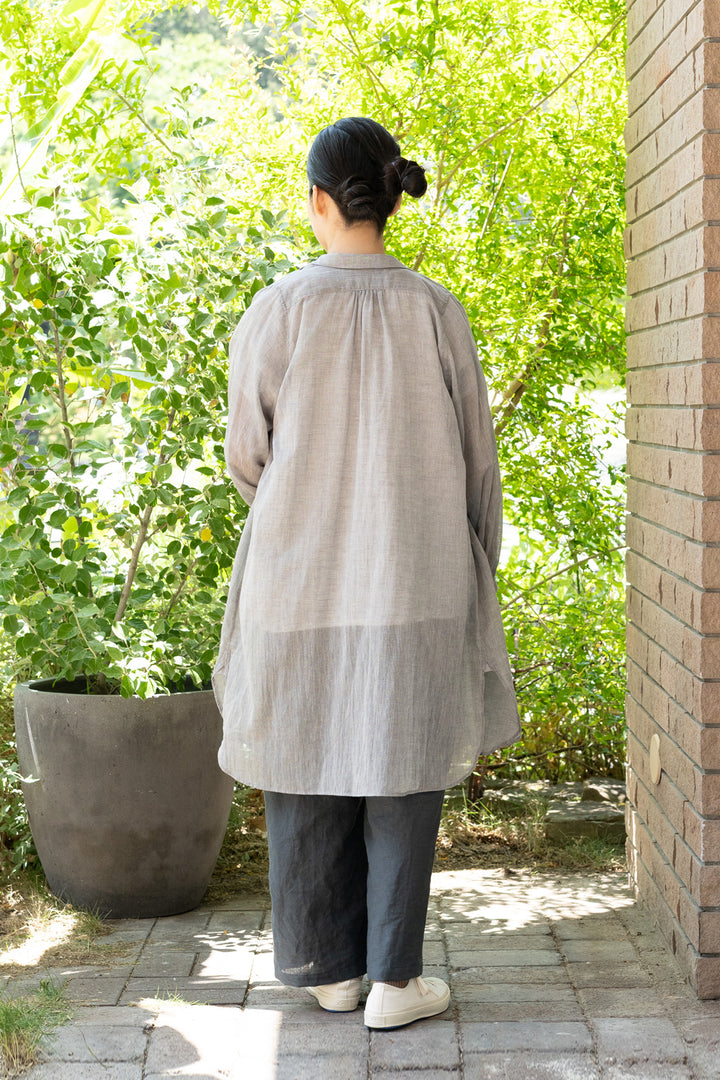 long blouse linen khaki 