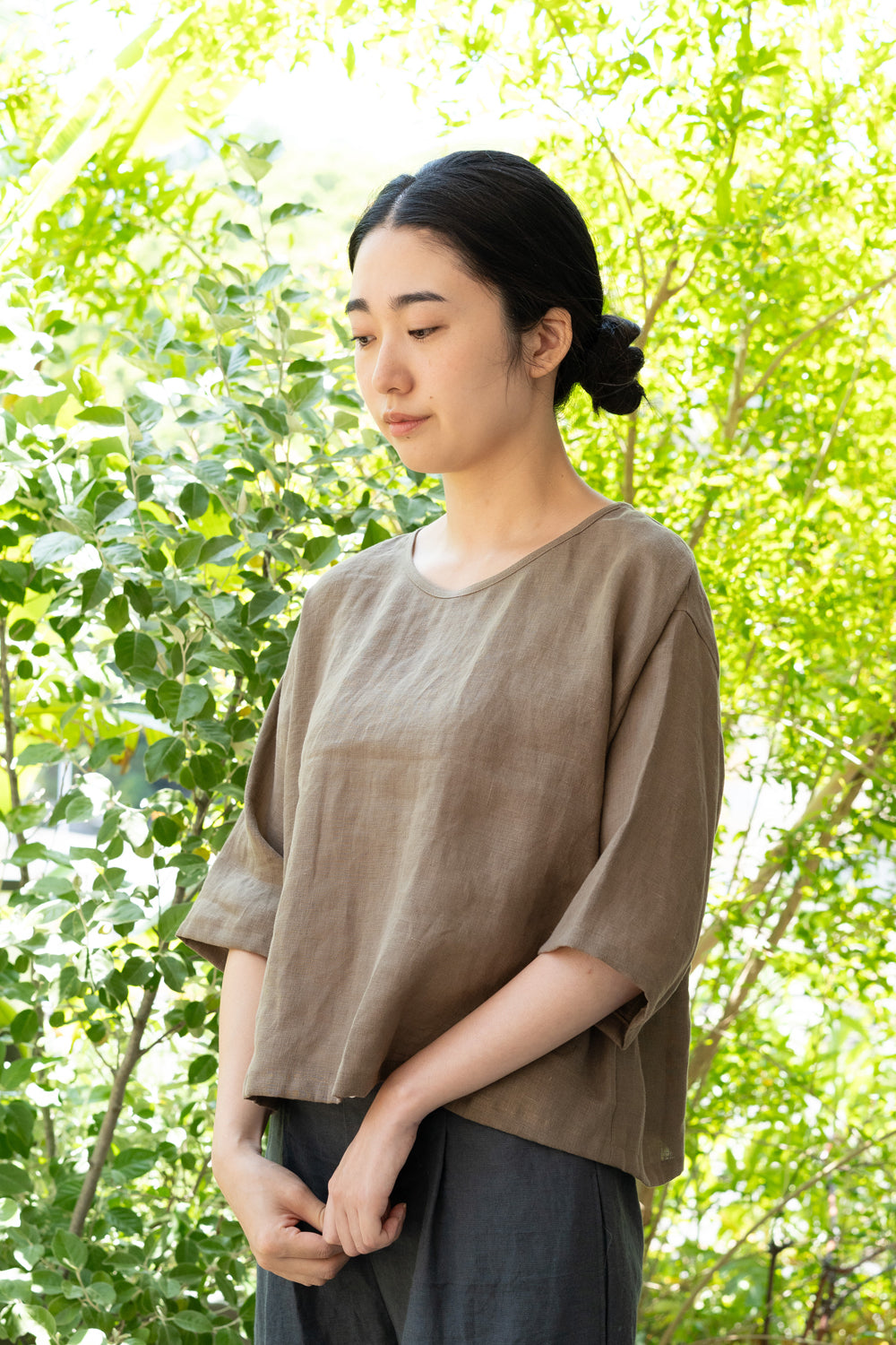 Tシャツ<br>ヘンプ<br>カーキ