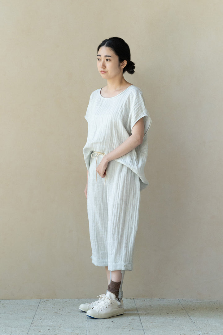 フレンチ袖シャツ<br>綿麻