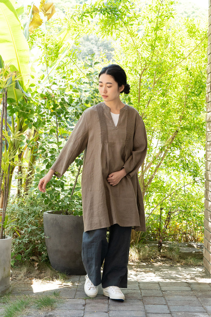 Tunic pintuck hemp off 