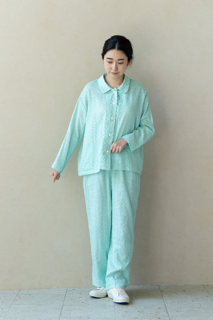 Gauze pajamas slub ladies blue stripe 