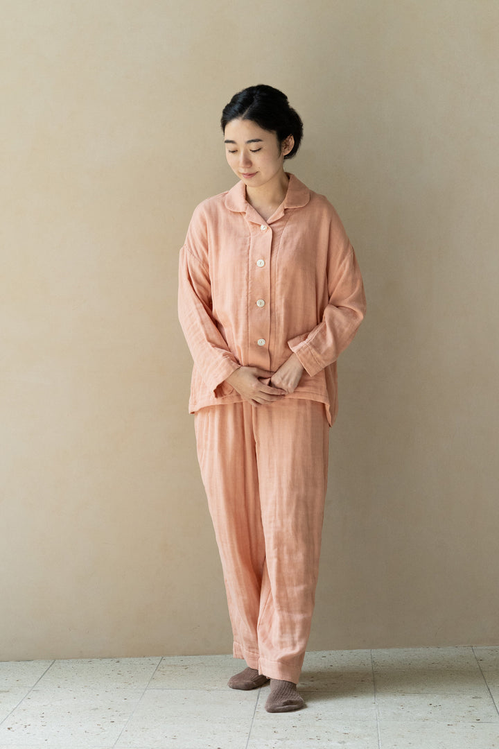 Warm gauze pajamas ladies lemon stripe 