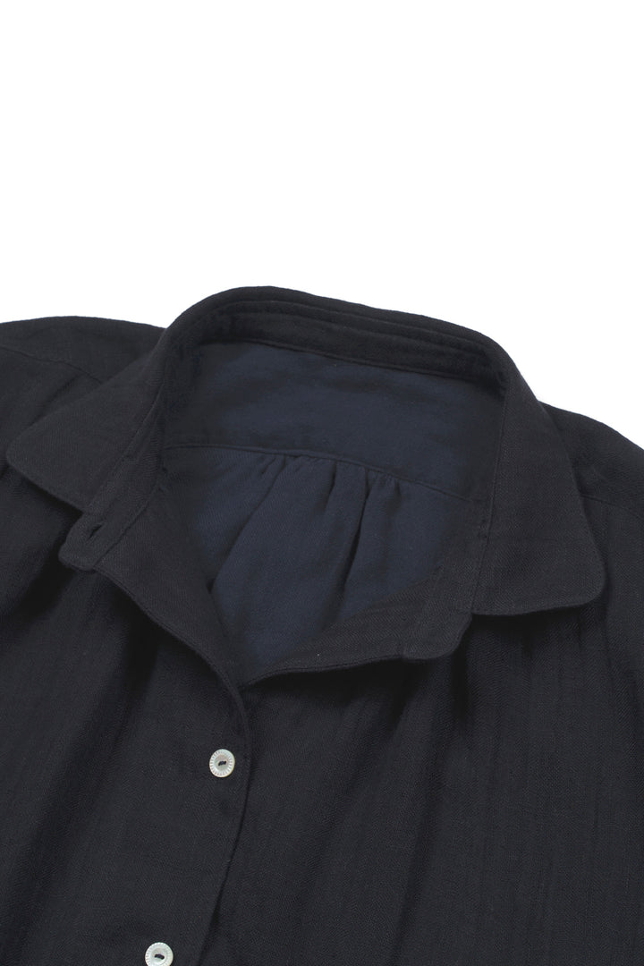 blouse cotton linen<br> AB8320B740<br> dark blue 