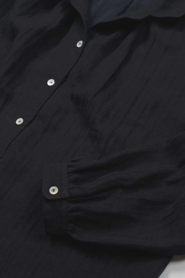 blouse cotton linen<br> AB8320B740<br> dark blue 
