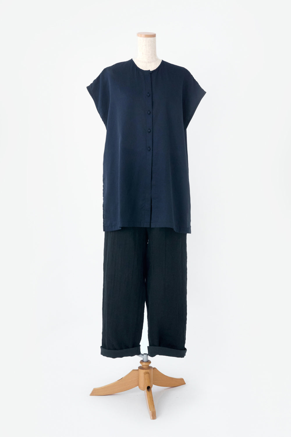 slit blouse navy