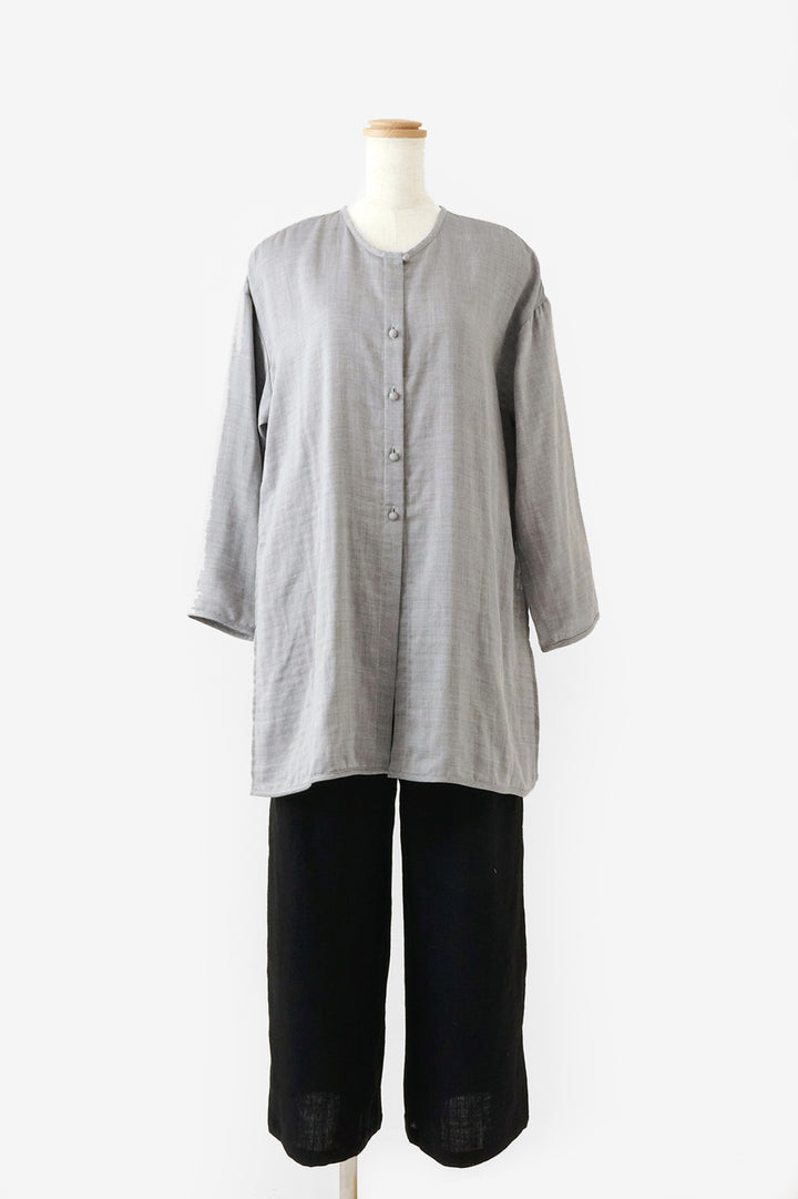 slit blouse charcoal gray