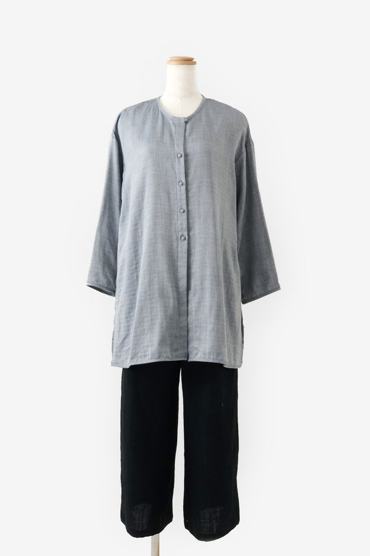 slit blouse navy