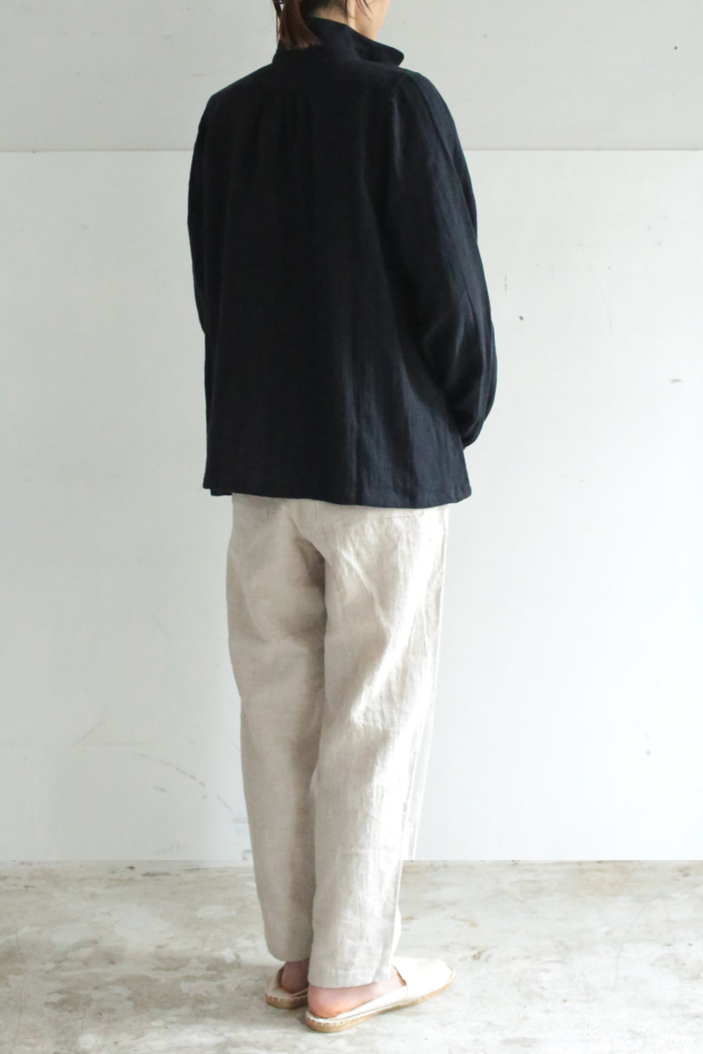blouse cotton linen<br> AB8320B740<br> dark blue 