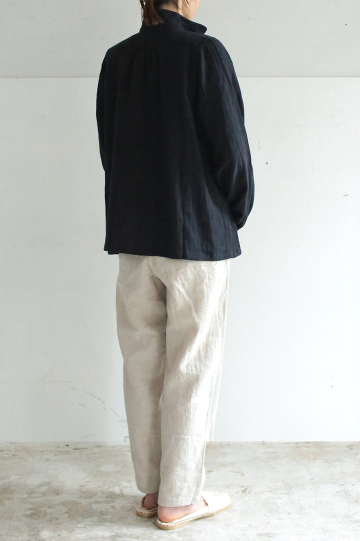 blouse cotton linen<br> AB8320B740<br> dark blue 