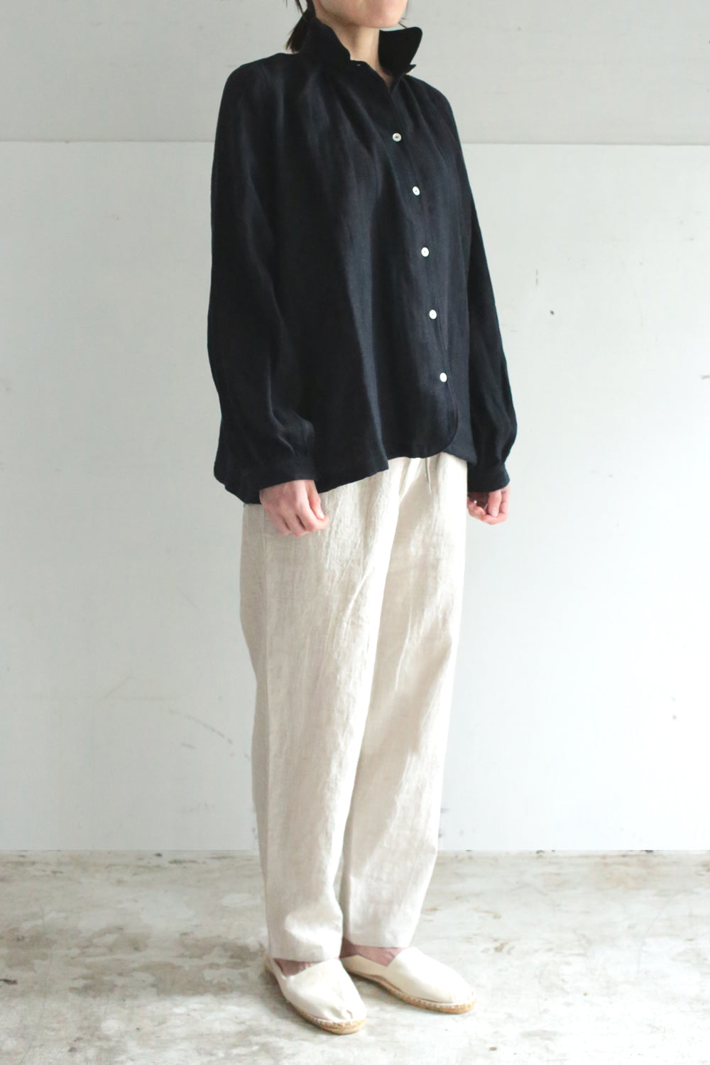 blouse cotton linen<br> AB8320B740<br> dark blue 