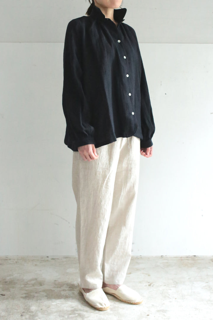blouse cotton linen<br> AB8320B740<br> dark blue 