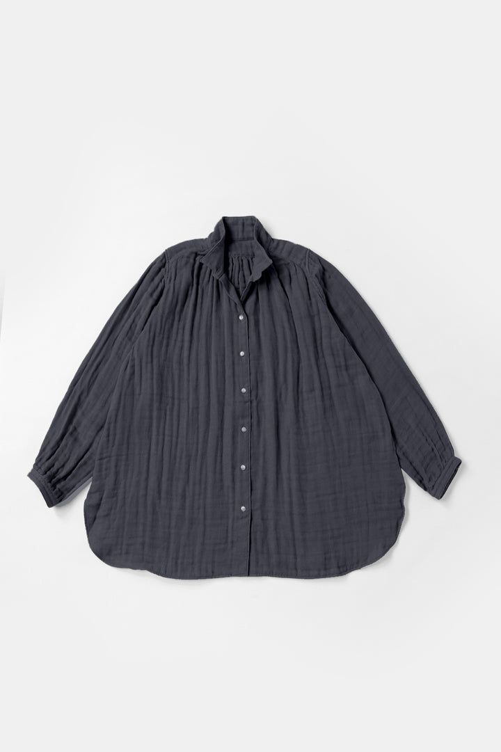あたたかいシャツ<br>綿ワッシャー　グレー