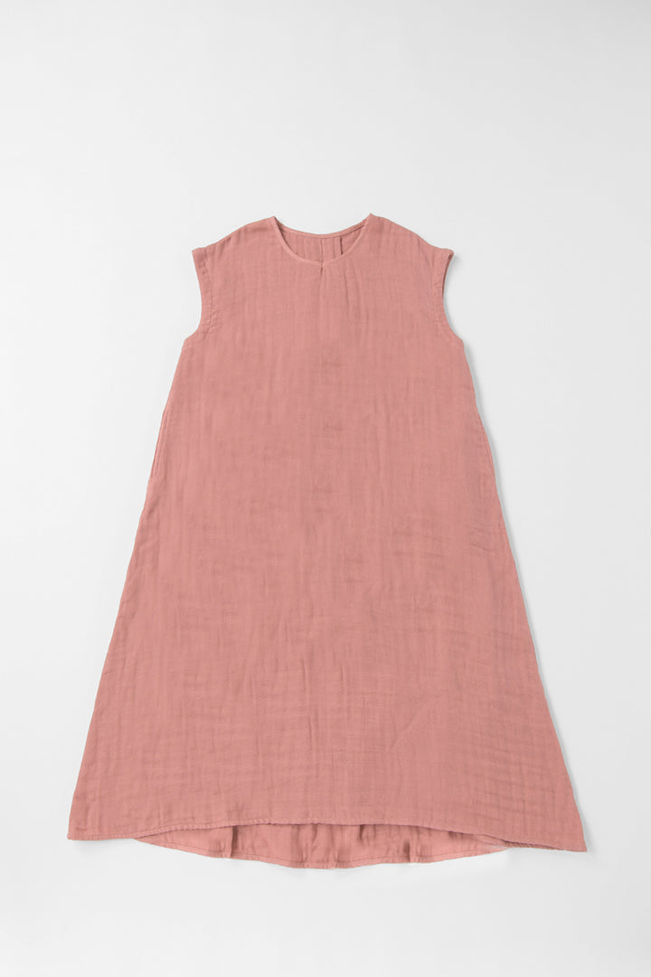 Aラインワンピース<br>綿ワッシャー<br>ピンク