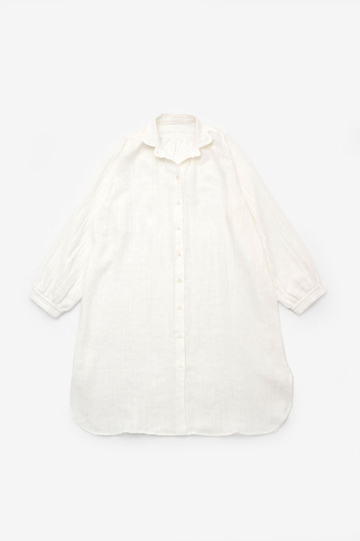 ロングブラウス<br>綿麻　オフ