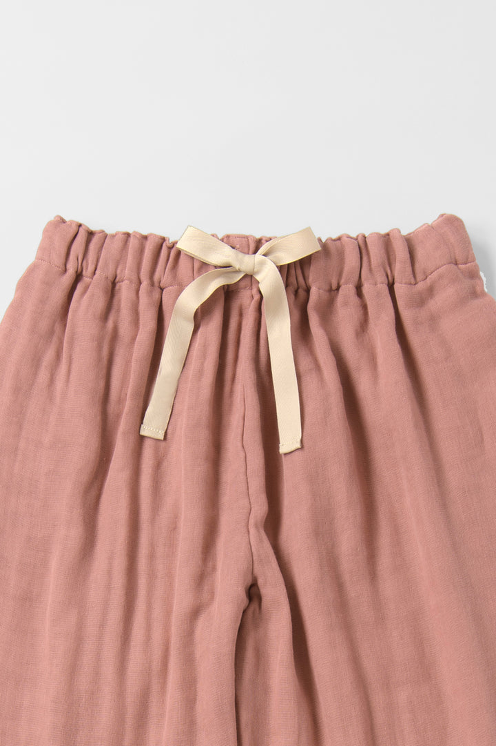 あたたかいハイウエストパンツ<br>綿ワッシャー　ピンク