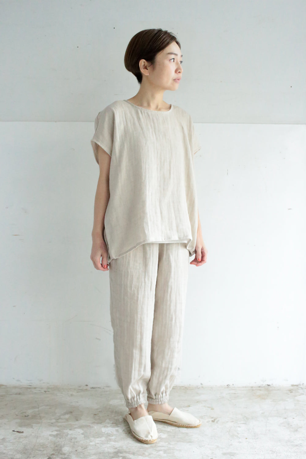 cropped pants safiran linen<br> AS0120Y716<br> khaki 