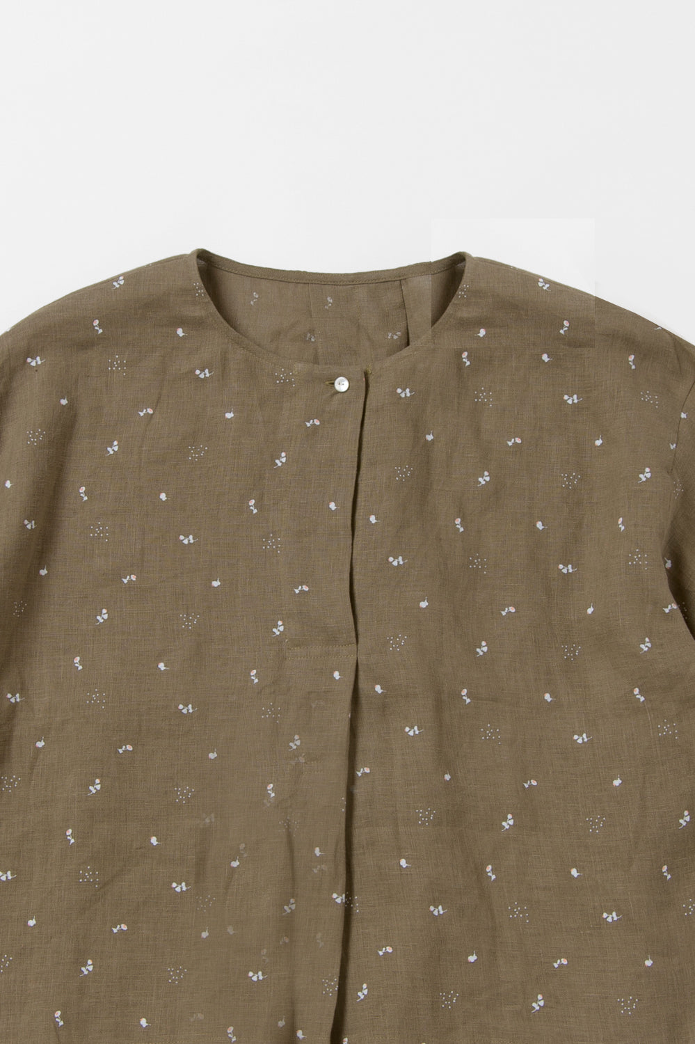 French sleeve shirt cotton linen dark blue 