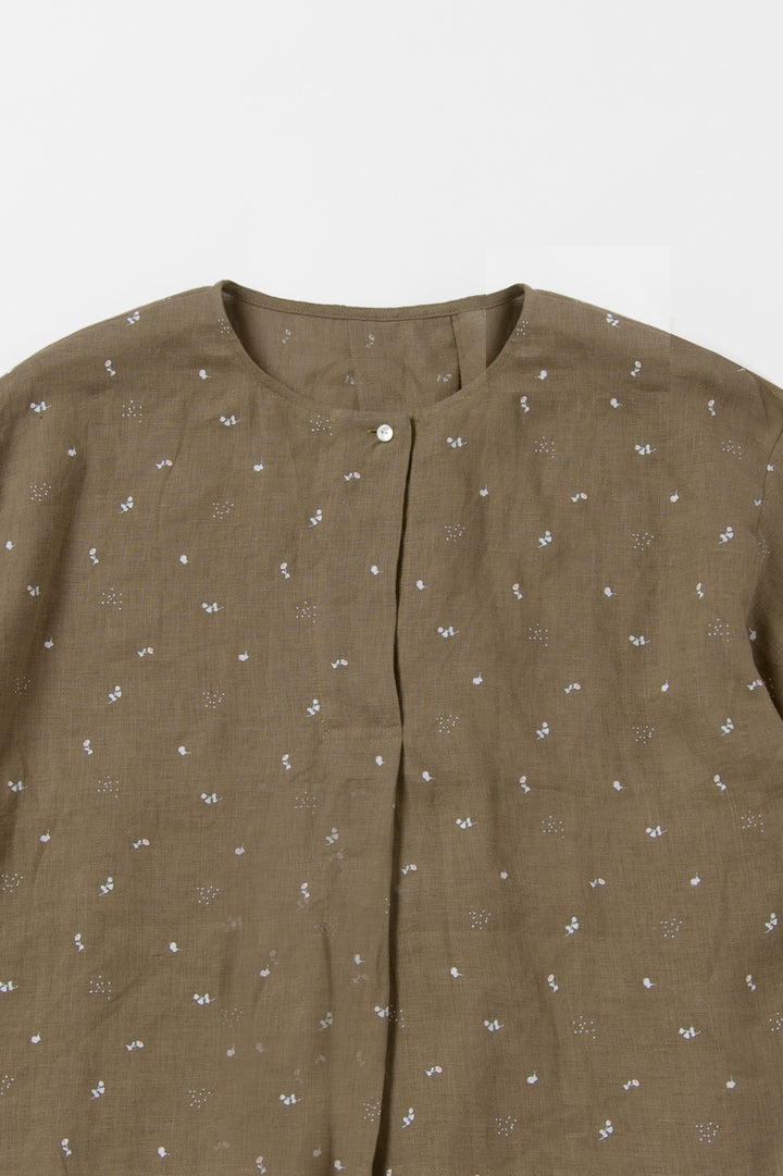 French sleeve shirt cotton linen dark blue 