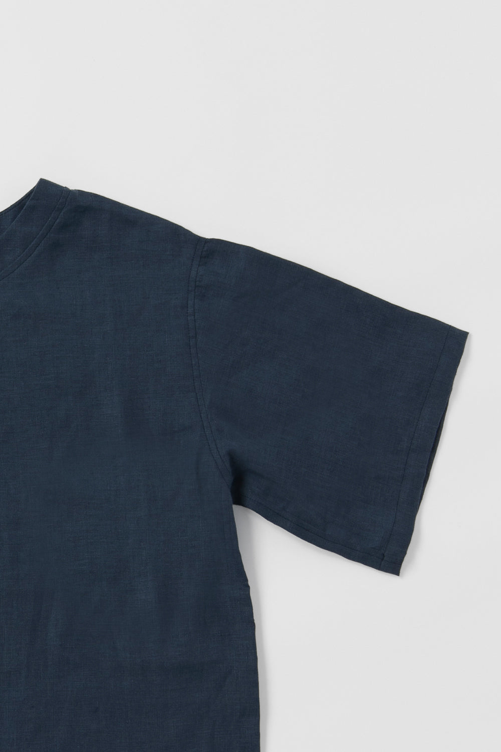 French sleeve shirt cotton linen dark blue 