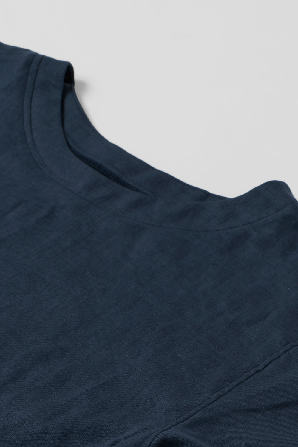 French sleeve shirt cotton linen dark blue 