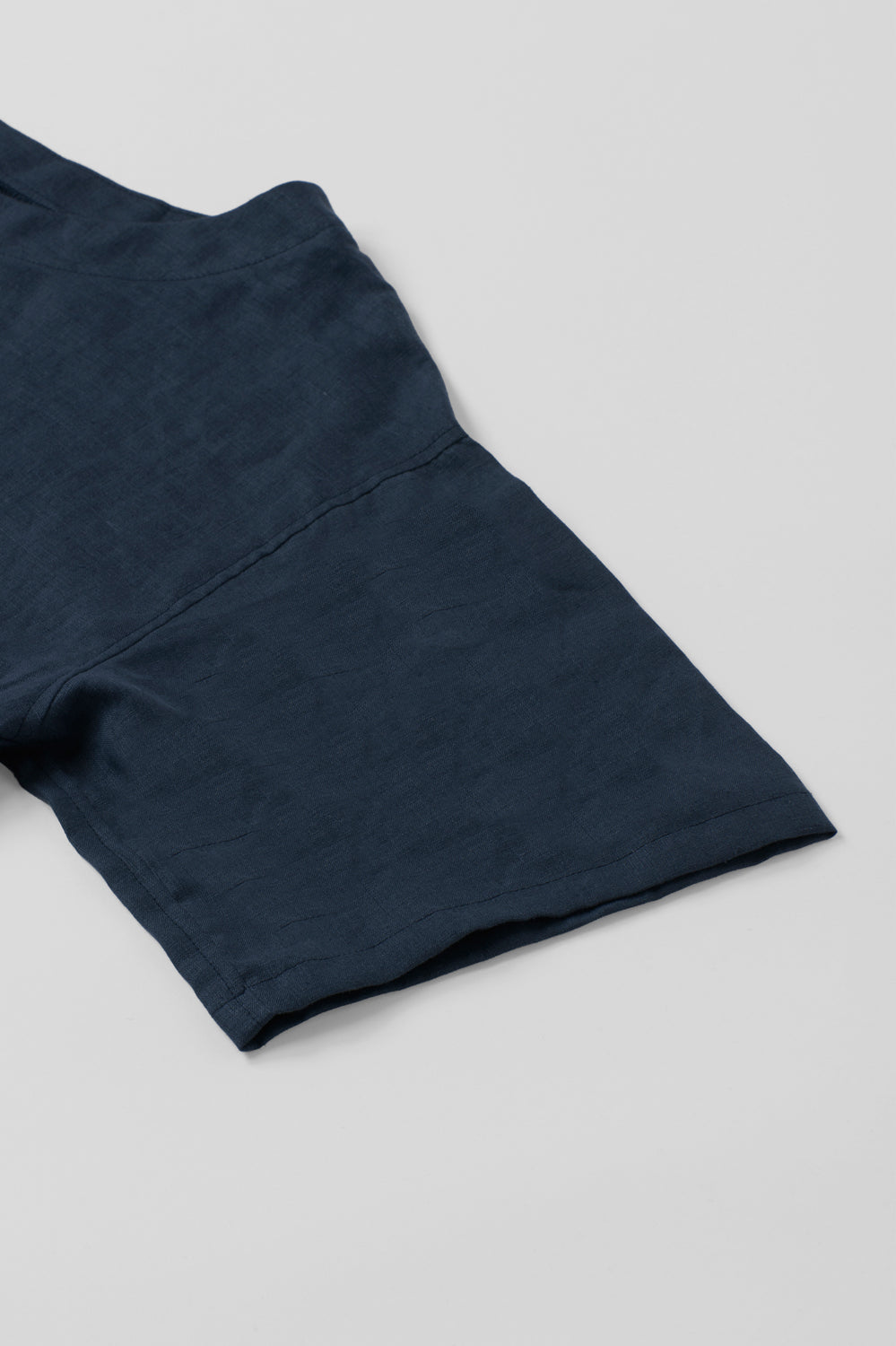 French sleeve shirt cotton linen dark blue 