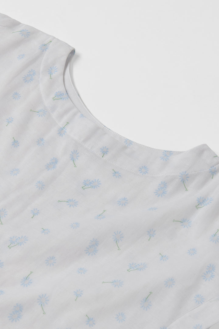 One Piece Waist Ribbon Cotton Linen<br> AR5620B740<br> dark blue 