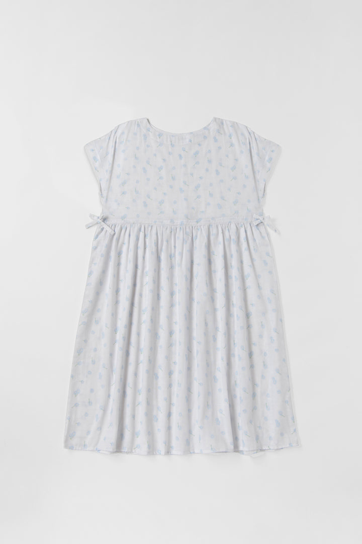 One Piece Waist Ribbon Cotton Linen<br> AR5620B740<br> dark blue 