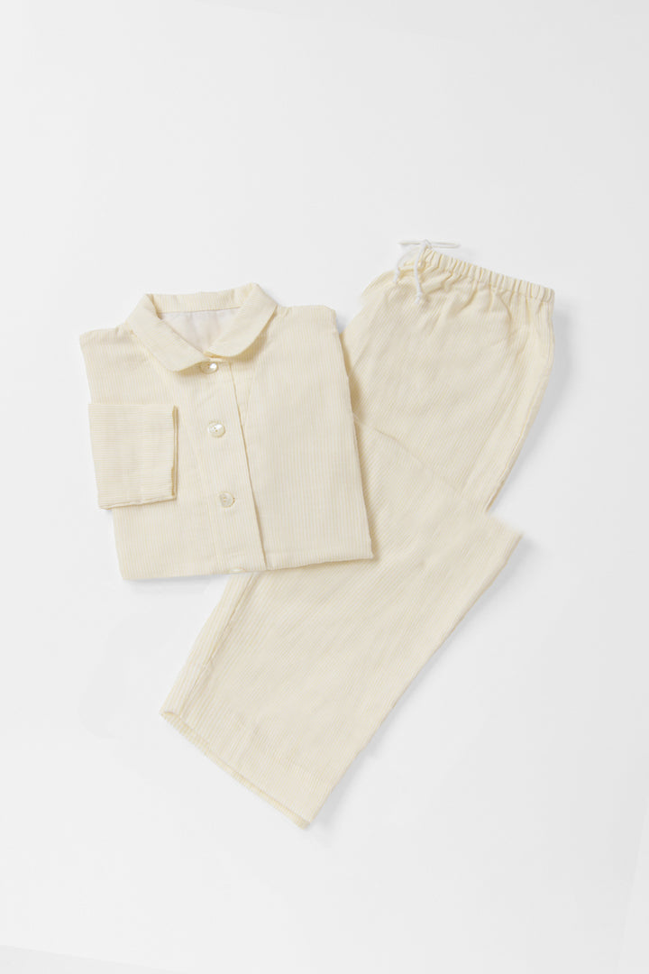 あたたかいガーゼ丸みシルエットチュニックパジャマ<br>レディス<br>スラブ　レモンストライプ