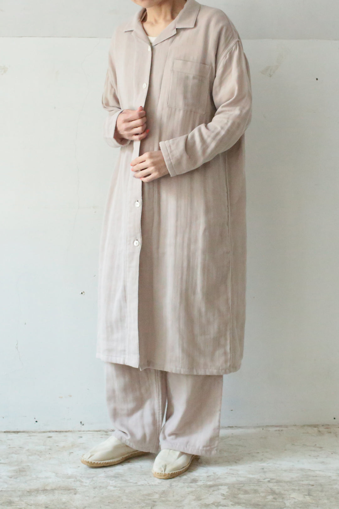 Warm gauze pajamas ladies<br>neutral pink