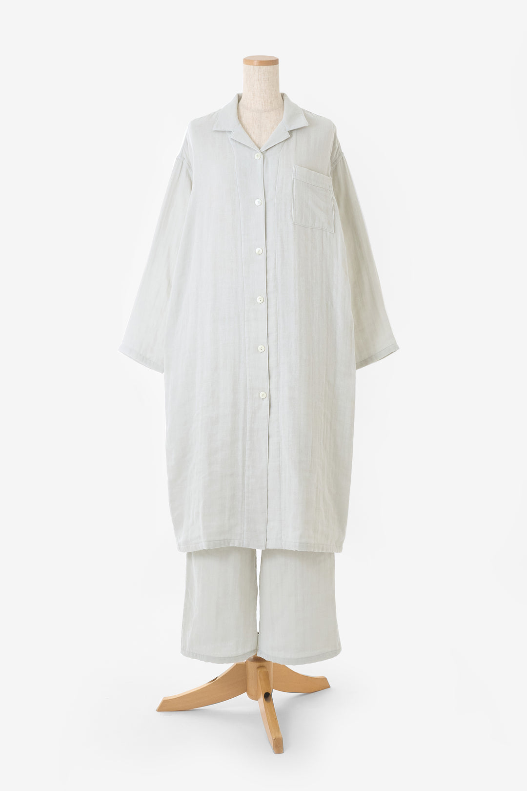 あたたかいガーゼロングパジャマ<br>レディス<br>わかみどり