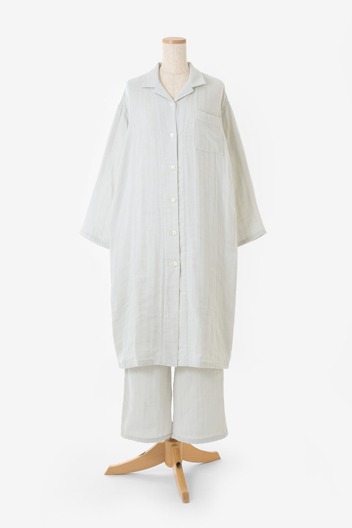 あたたかいガーゼロングパジャマ<br>レディス<br>わかみどり
