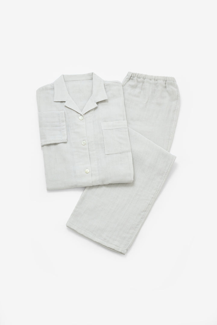 あたたかいガーゼロングパジャマ<br>レディス<br>わかみどり
