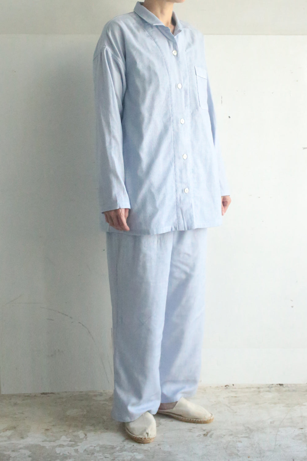 Warm gauze pajamas ladies blue stripes 