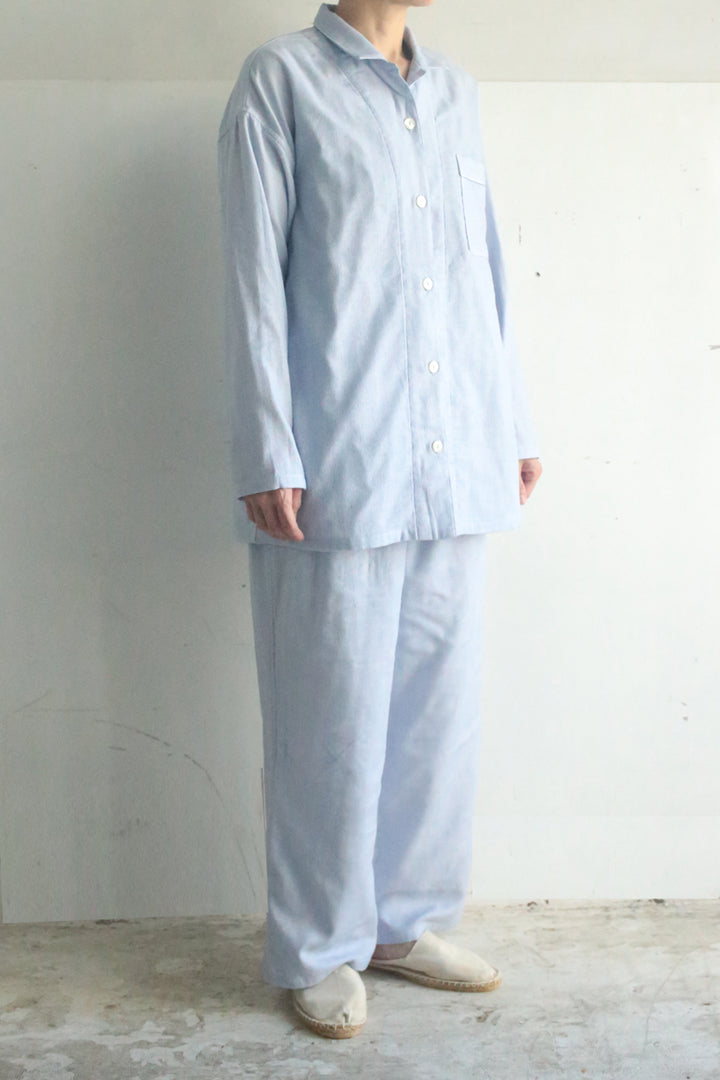 Warm gauze pajamas ladies blue stripes 