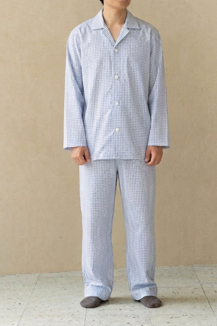 Gauze pajamas mens<br>check sax