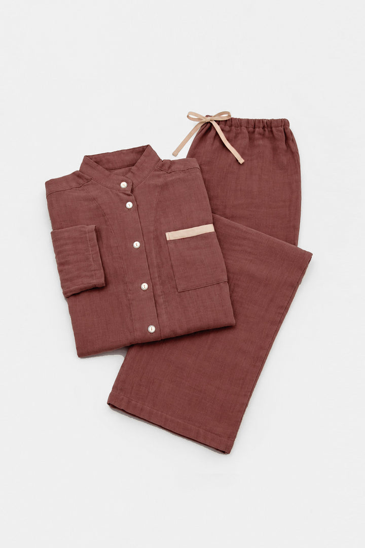 Warm gauze pajamas ladies<br>neutral pink