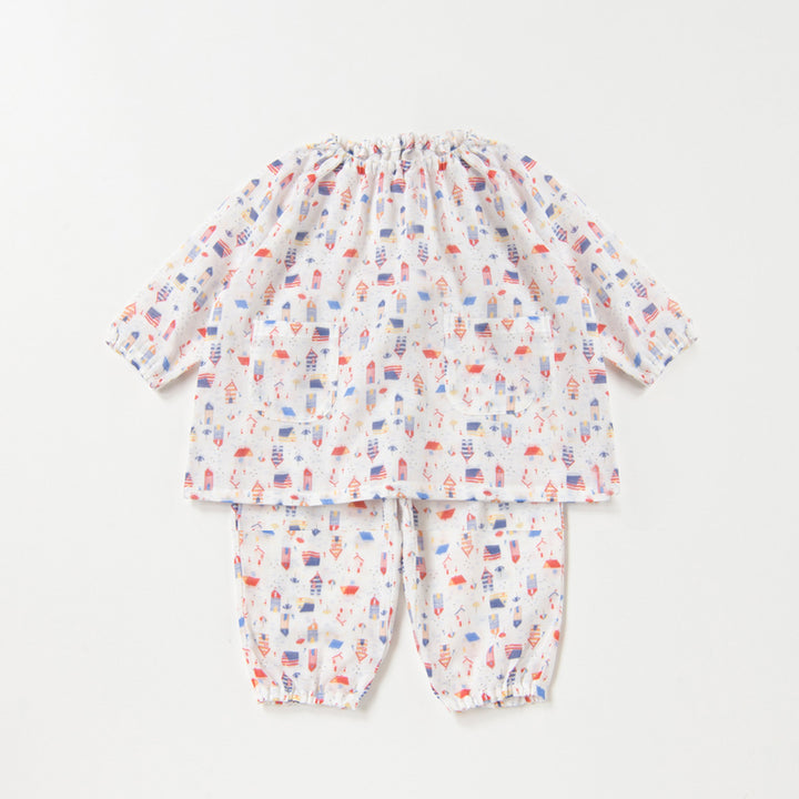 ガーゼスモックパジャマ<br>夏<br>80-100cm