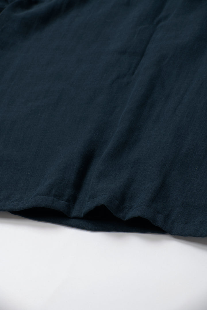 French sleeve shirt cotton linen dark blue 