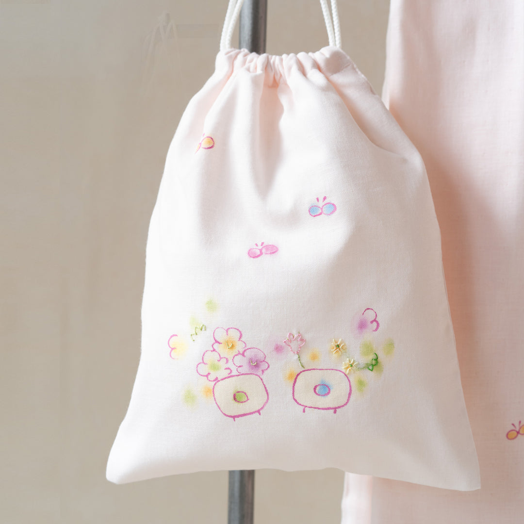 袋小　手描＆刺繍<br>はな