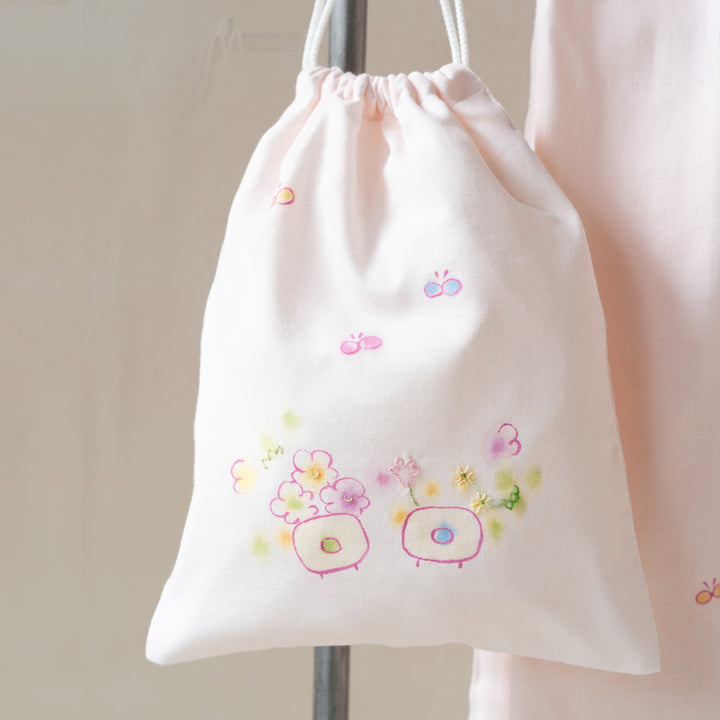 袋小　手描＆刺繍<br>はな