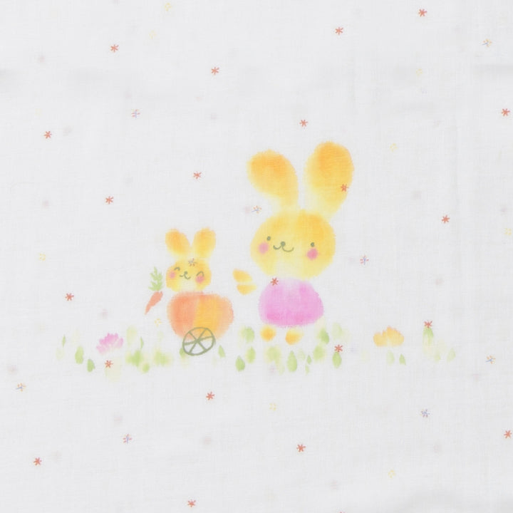 ガーゼブランケット<br>手描うさぎ親子