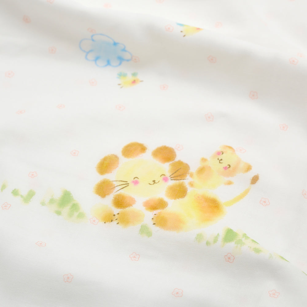 Blanket hand-drawn lion parent and child 