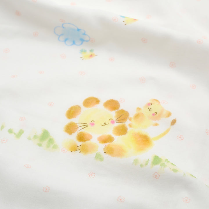Blanket hand-drawn lion parent and child 