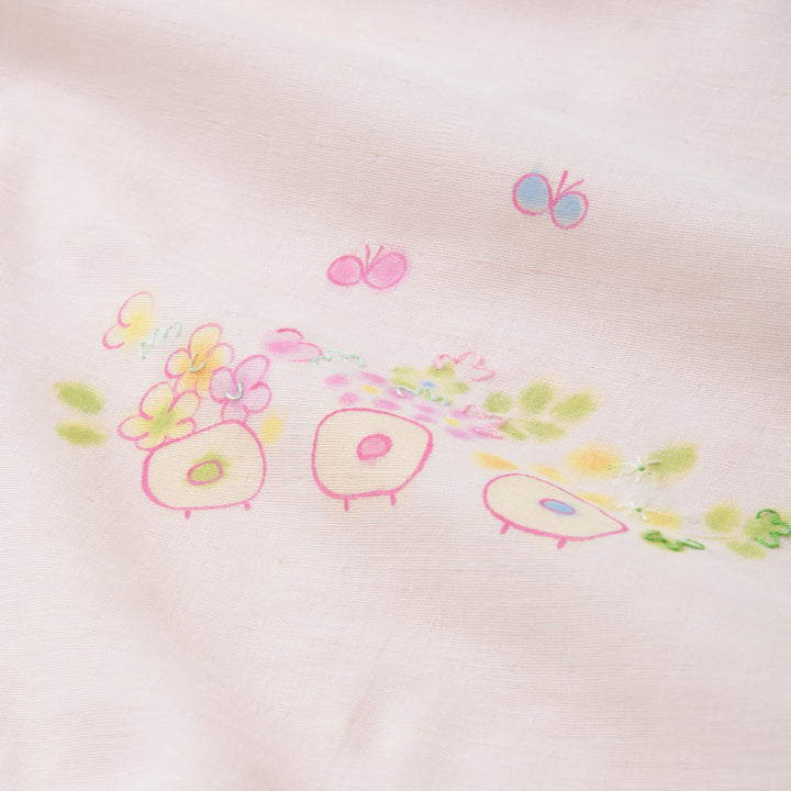 ガーゼブランケット<br>手描＆手刺繍　はな