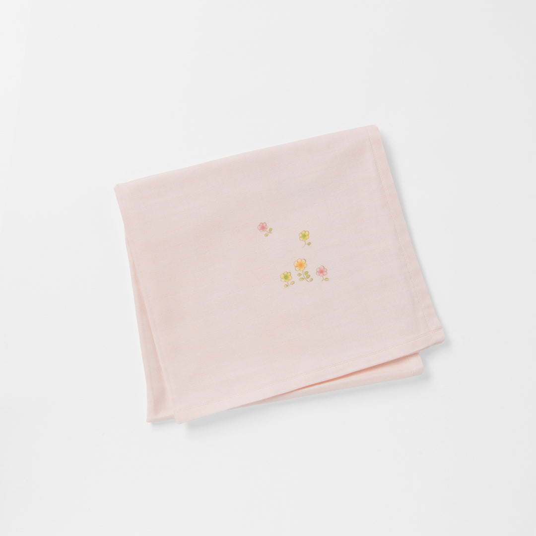 ガーゼブランケット<br>手描＆手刺繍　うさぎ
