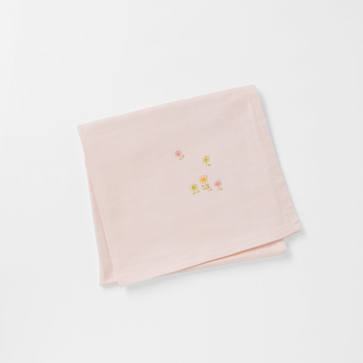 ガーゼブランケット<br>手描＆手刺繍　うさぎ