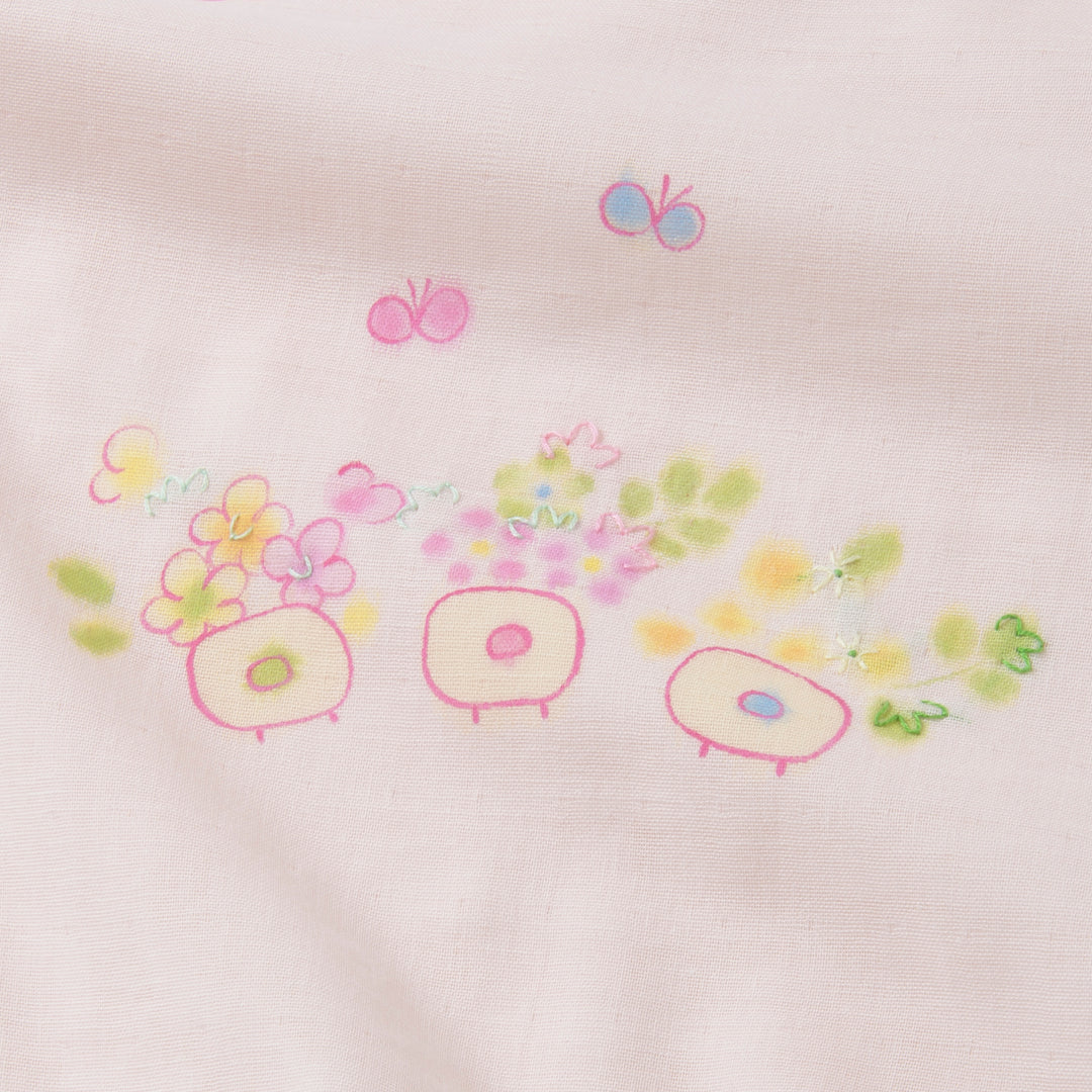 ガーゼブランケット<br>手描＆手刺繍　はな