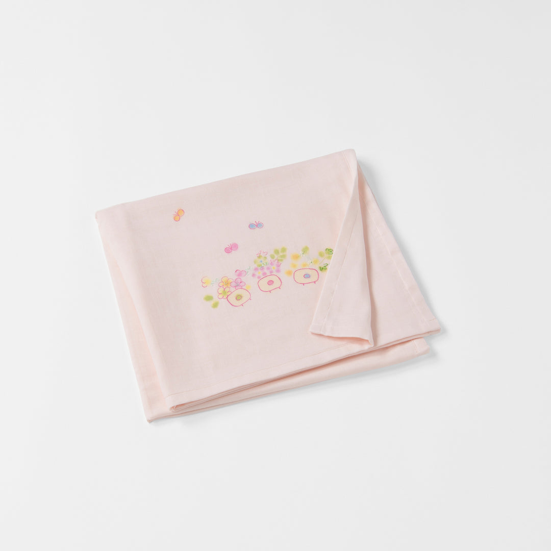 ガーゼブランケット<br>手描＆手刺繍　はな